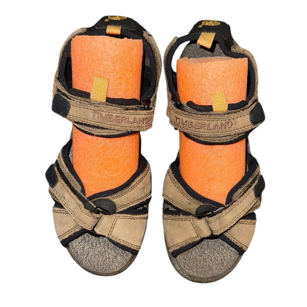 Timberland Brown and Black Outdoor Sandals with Adjustable Straps Kids Size 3